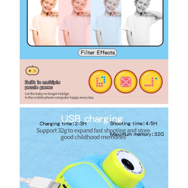 TF Card Kids Digital Cameras Multifunctional 32GB 1080P Portable