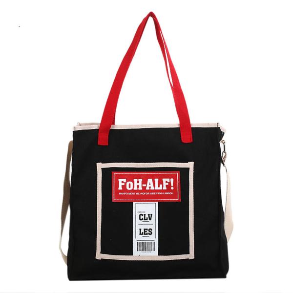 New Korean fashion personality school style contrast color canvas bag women's portable shoulder bag simple fashion bag