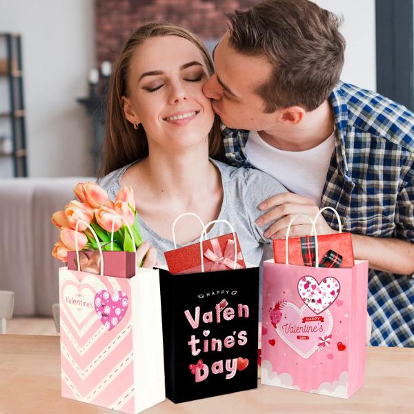Industry Custom Good Tote Valentine's Day Gift Kraft Paper Bag with Hand Length Handle