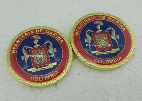 3D Customized Marina Personalized Coins , Challenge Colombia Coins With Zinc Alloy