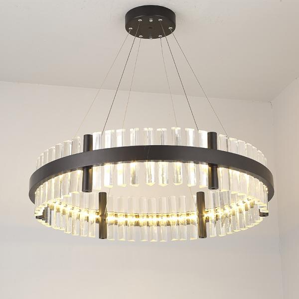 Black Gold Modern Pendant Light  Round Crystal Pendant Light 50 / 60hz