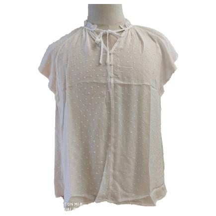 Butterfly Sleeve Wave Point Women'S Tie Neck Blouse