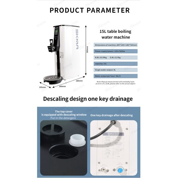 Desktop 15L Large Capacity Electric Instant Boiling Water Machine With Control Panel