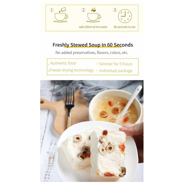Сублимированный суп быстрого приготовления Полезный суп с фруктами папайи и красными финиками Суп с тремеллой