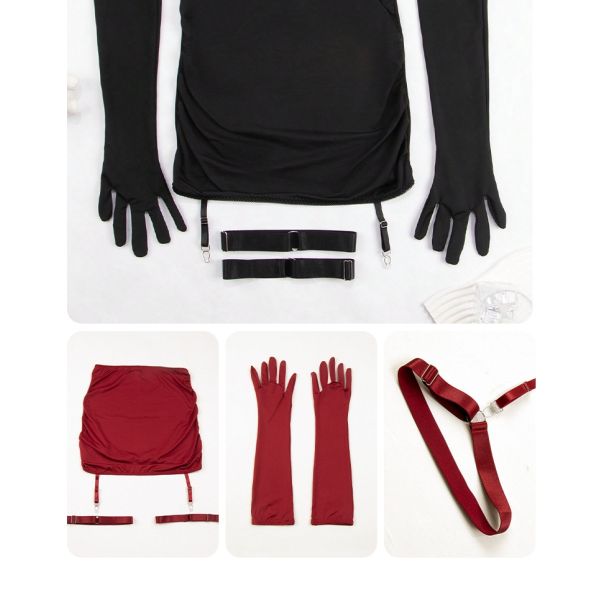 Wholesale Bra Suit Fun Thin Bottom Front Button Underwear Nylon Smooth Pure Ice Silk Skirt Gloves Underwear Set for Women
