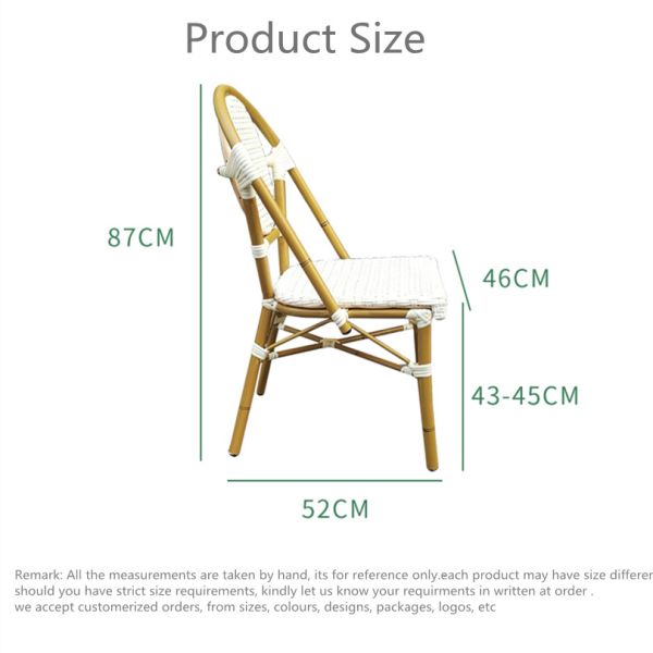 Outdoor Patio Furniture French Style Rattan Chair Paris Cafe Parisian Bistro Chairs