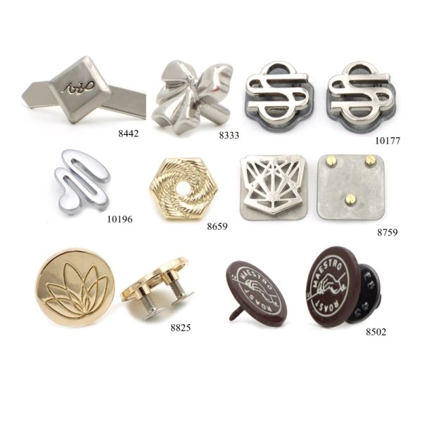 Custom Hat Metal Logo Zinc Alloy 15mm Small Metal Logo Tag With Post Mounting