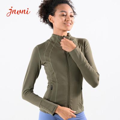 Furo do polegar da ioga do fato da aptidão das mulheres de Front Zip Women Yoga Jacket