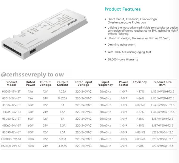 12V 24V LED Driver 15W 60W 100W Ultra Slim LED Power Supply 12.5mm Thickness Transformer for Kitchen Cabinet Furniture Lighting RoHS