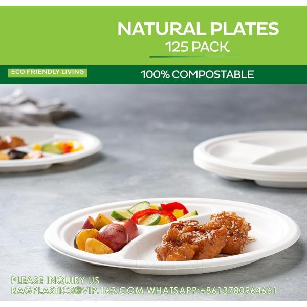 Compostable Disposable Paper Plates 10 Inch Heavy Duty, Eco-Friendly 9