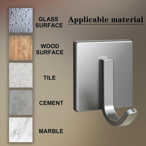 Stable and Durable Adhesive Hooks Stainless Steel Wall Hooks Stick on Hooks