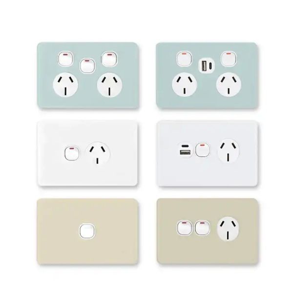 V Series America 2 Gang Elegant Double Pole Wall Switches PC Material 250V Max Voltage 16A Max Current for Home & Hotel Use