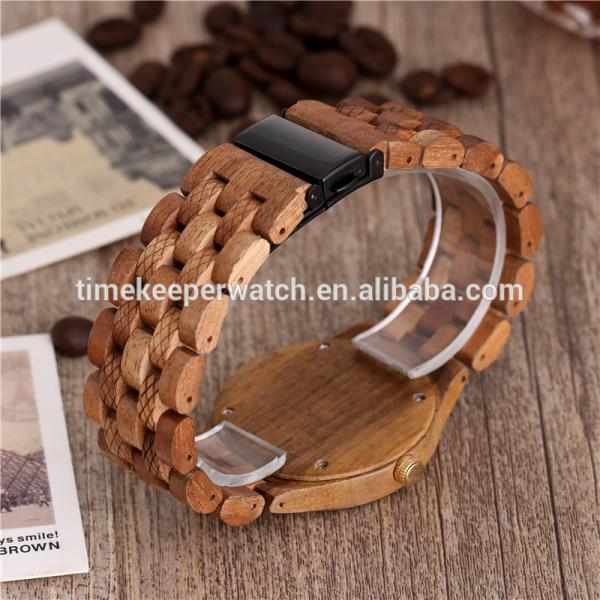 Luxury wood case watch laser line band Koa wood fold buckle steel wood watch