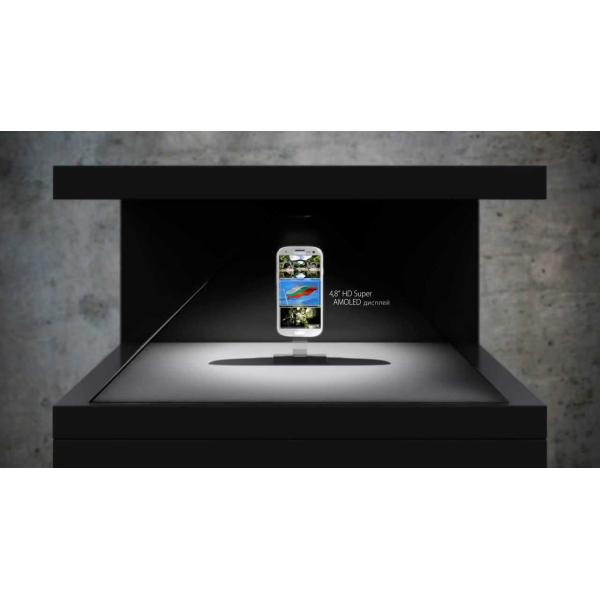 дисплей 3 пирамиды Холограм витрины дозора 3Д Холо встает на сторону 32 дюйма