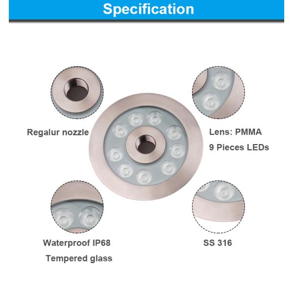Свет приведенный бассейна управлением RGB IP68 DMX света кольца фонтана подводный