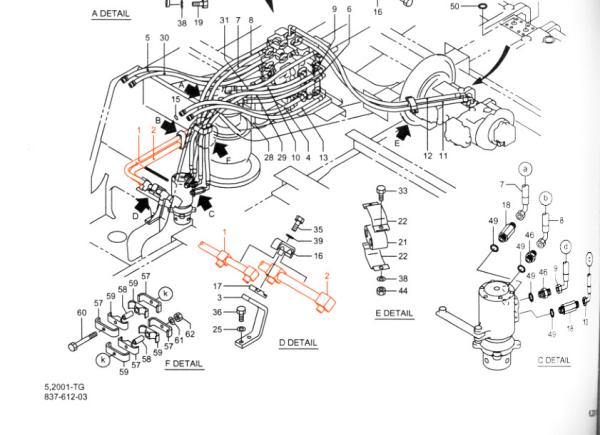 HD820 Excavateur cylindre d'huile hydraulique tuyau d'acier tubes tuyau cylindre de tuyau en réparation