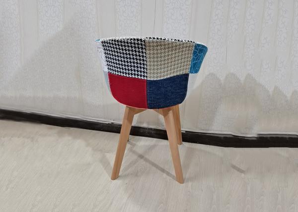 Upholstered Beech Dining Chair , Patchwork Fabric Dining Chairs With Arms