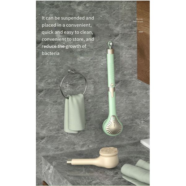 Waterproof Electric Shower Brush with 6 Heads and Long Handle for Deep Cleaning