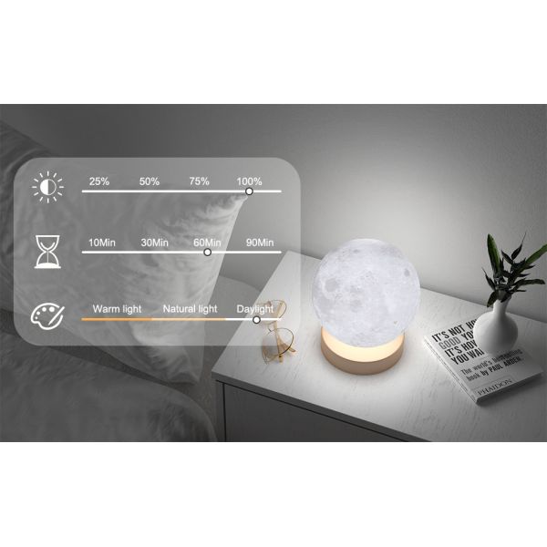 Remote Control Moon Shaped Lamp 16W Moon LED Lamp 4 Brightness 3 Color Temperatures