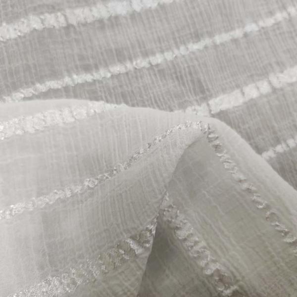 Nano Wrinkle Cross Stripe Jacquard 100% Polyester Chiffon Fabric Sun Protection