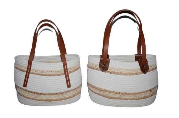 ECO Friendly Fashion Summer Tote Handbag Bohemian Handmade Bali Bags Straw Beach Bag Cotton Canvas Shopping Bags