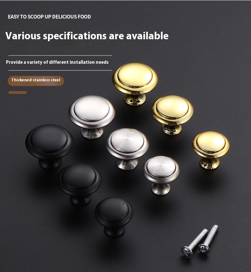 Single Hole Stainless Steel Mushroom Knob in Gold Silver Black-for Cabinets Door Shoe Drawer & Bedroom Bathroom Use