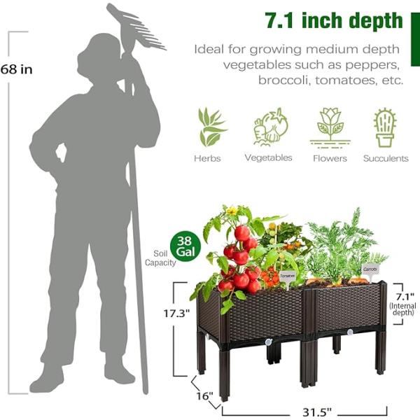 Customized Polypropylene Plastic Raised Planter Boxes Plastic Raised Garden Beds On Legs
