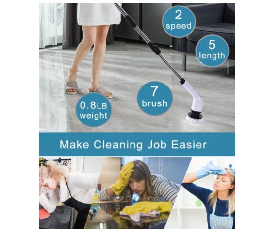 7 In Electric Spin Scrubber Handheld Power Drill Brush Set For Cleaning Bathtub