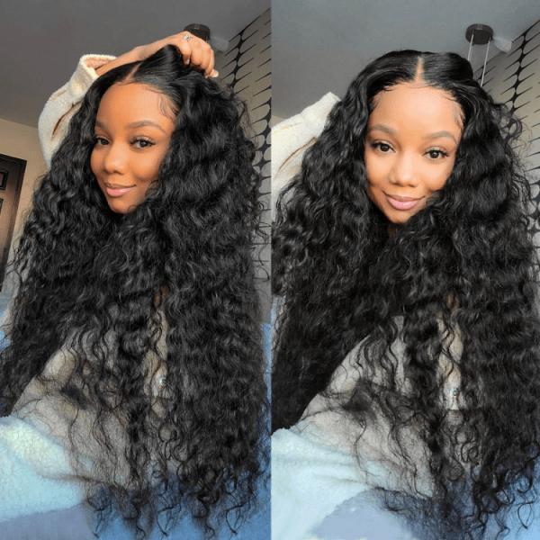 Extensões de cabelo humano para estilo duradouro Peruca frontal enrolada profunda