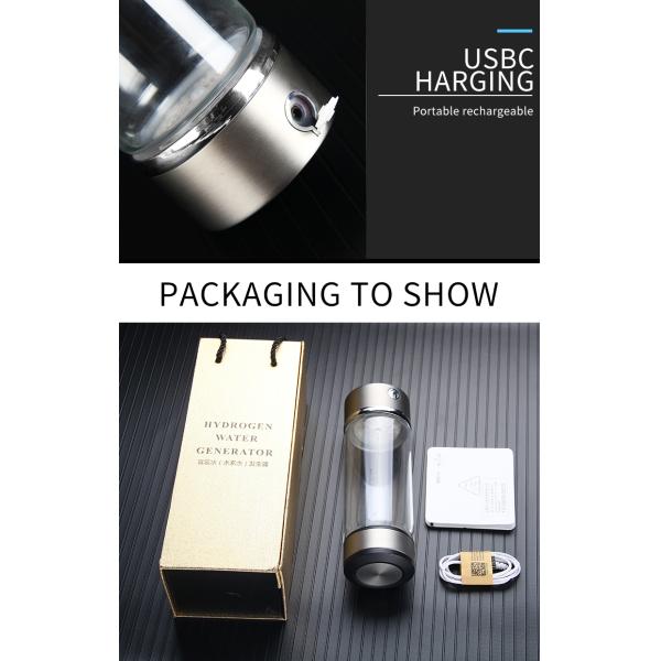 Portable Smart SPE Rechargeable Hydrogen Rich Water Bottle Generator
