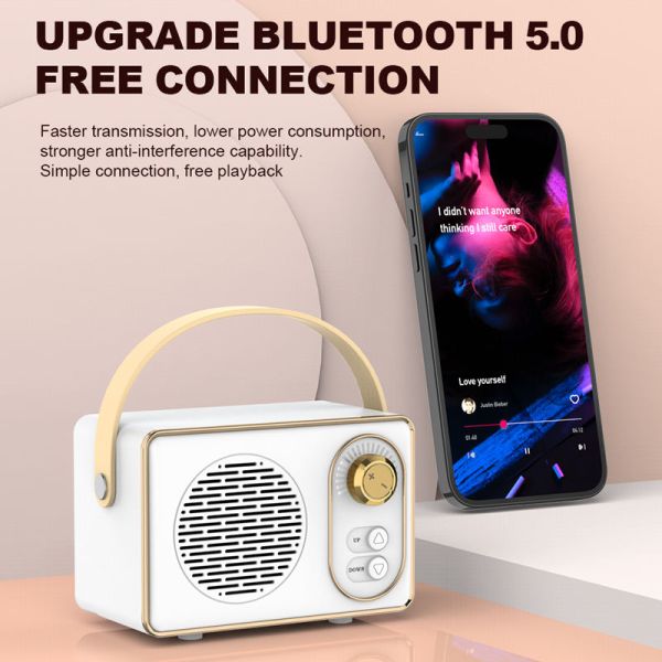 Portable Vintage Bluetooth 5.3 Speaker, 3W Output, 500mAh Battery 4H Playtime, ABS Mini Wireless Speaker for Home Travel mini portable bluetooth speaker portable mini bluetooth speaker
