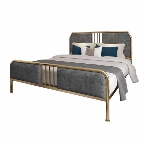 Sophisticated Tufted Metal Bedroom Furniture Set with Display Stand and Bunk Bed