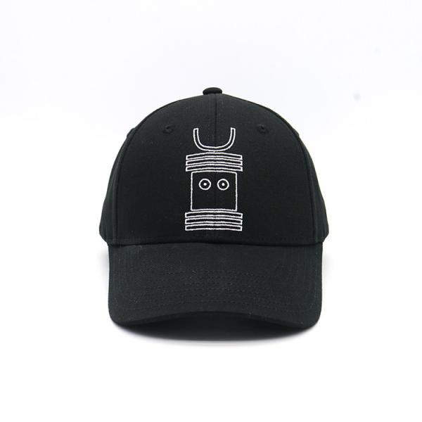 60cm Embroidered Baseball Caps Black And White Self Fabric Backclosure Constructed Hats