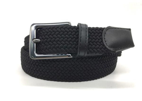 Men Cowhide Braided Fabric 3.5CM Elastic Woven Stretch Jeans Belts