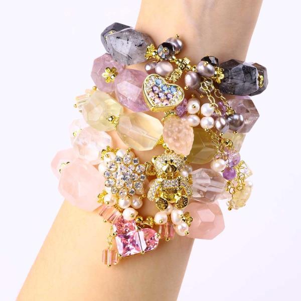 Handmade Gemstone Bracelet Adjustable Charms Clear Quartz Bracelet Natural Stone Pearl Jewelry For Party Daily Wearing