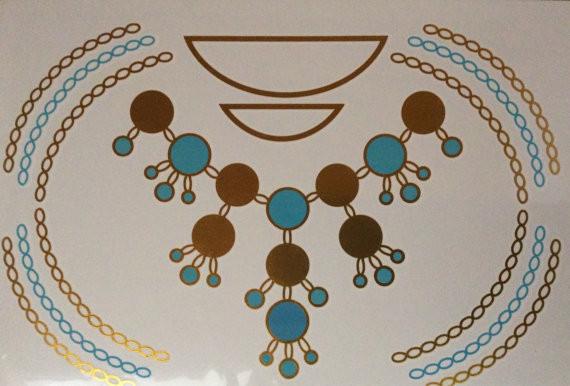Blue Metallic foil tattoo