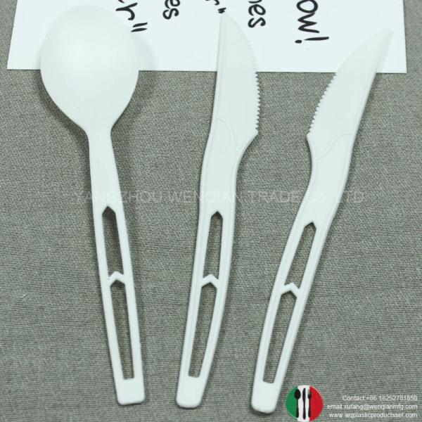 6 Inch Nature Color PLA Cutlery Sets-biodegradable plastic cutlery Disposable Utensils- Compostable Knife,spoon,fork