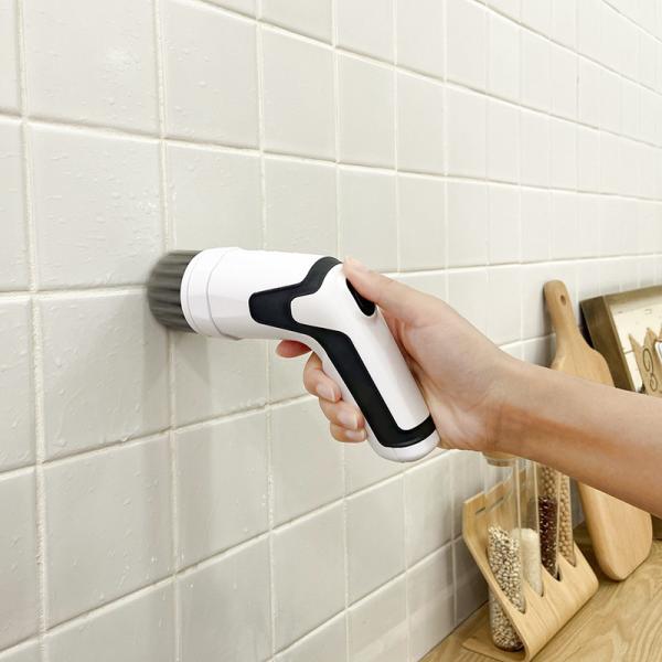 Cordless Kitchen Scrubber Brush With 4 Replaceable Heads Electric Spin Scrubber