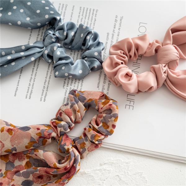 Long ribbon elastic hair bands collar headdress women's hair corset floral scrunchie European USA simple batch