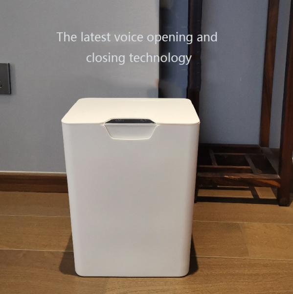 White Plastic Smart Trash Can 16L 11L Touchless Garbage Can Battery Powered