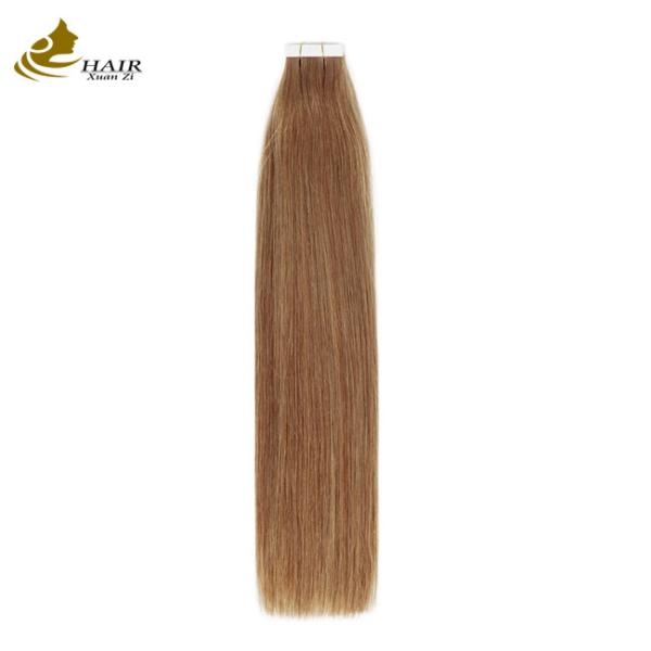 Straight Brown Color Seamless Tape In Extensions Remy Human Hair Extension