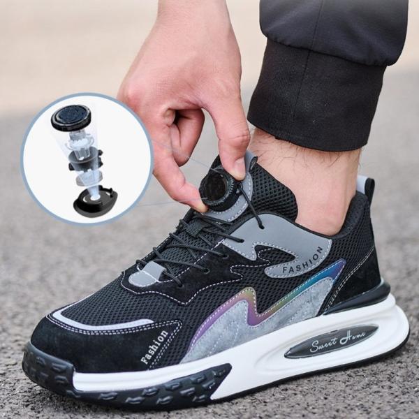 Unisex Safety Shoes with Air Cushion Sole and Kevlar Midsole Flying Knit Industrial Work Shoes