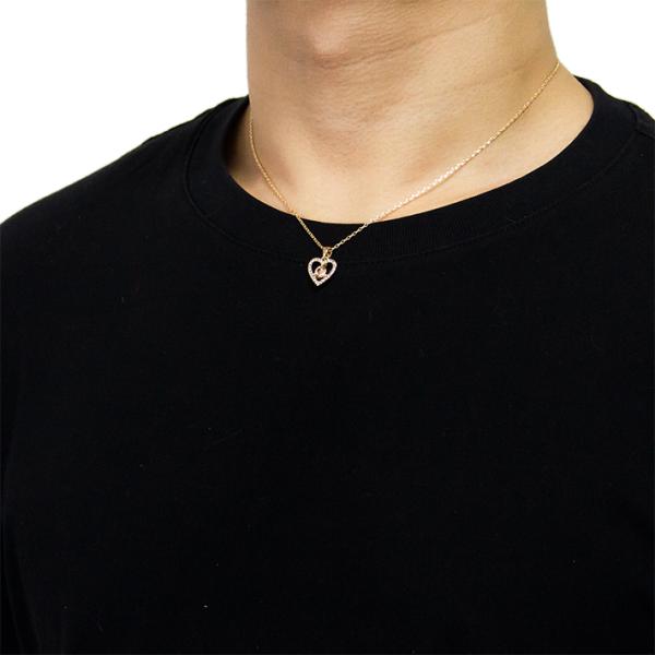 Collar con forma de corazón pequeño con diamantes brillantes chapado en oro de 14 quilates para mamá