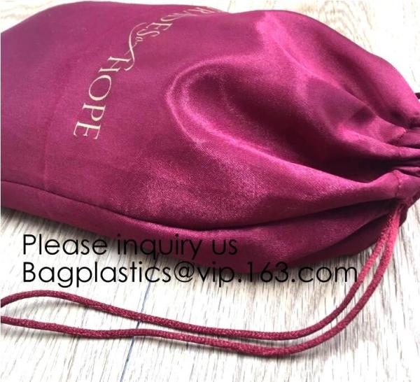 Gold thick Satin Drawstring Gift Bags,Black Drawstring Satin Bag With Ruffle,Small Satin Drawstrings Bags For Jewelry