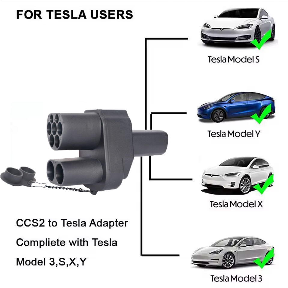 SIXPENCE CCS2 to NACS Tesla Fast Charger AC+DC Plug EV Connectors Adapter New Condition Model 3/X/Y/S