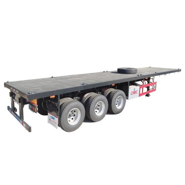 80T Truck Chassis CIMC HUAJUN 20ft 40ft Flatbed Container Trailer with 12R22.5