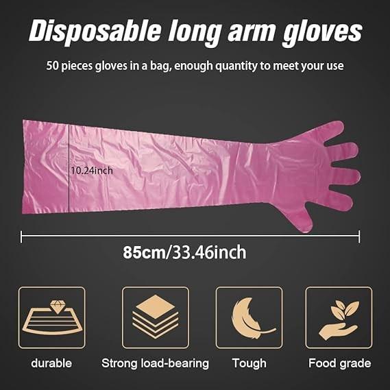 Disposable Field Dressing Gloves Veterinary Insemination Rectal Long Gloves, Extra Long Sleeve Full Arm Gloves