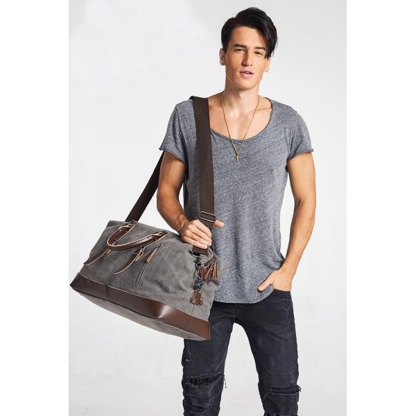 Leather Tote Travel Duffel Bag Expandable Weekender Overnight Bag Canvas Large