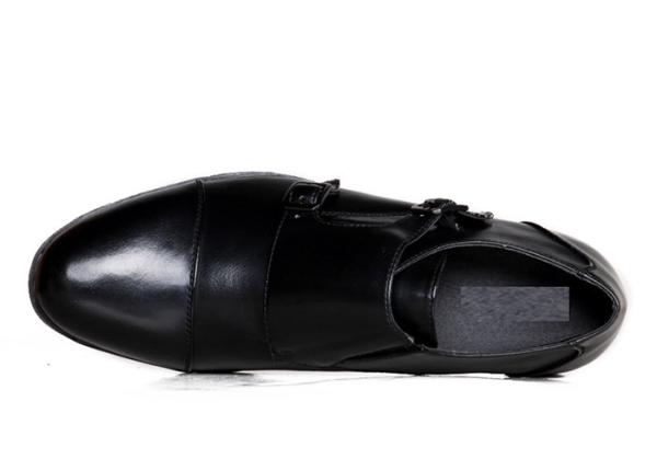Double Buckled Men'S Dress Shoes Italian Leather Monk Strap Shoes