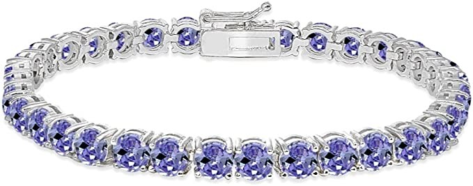 24,70 CTW естественное Tanzanite и браслет CZ в твердом белом золоте 14K